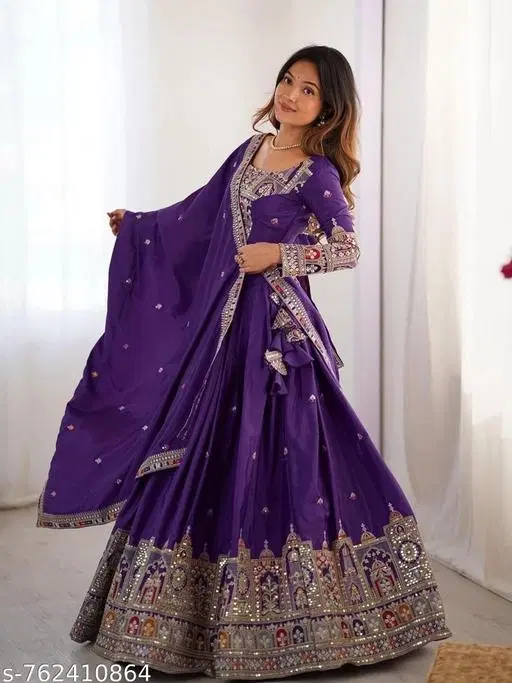 Lehenga Choli for Women (Purple, Free Size)