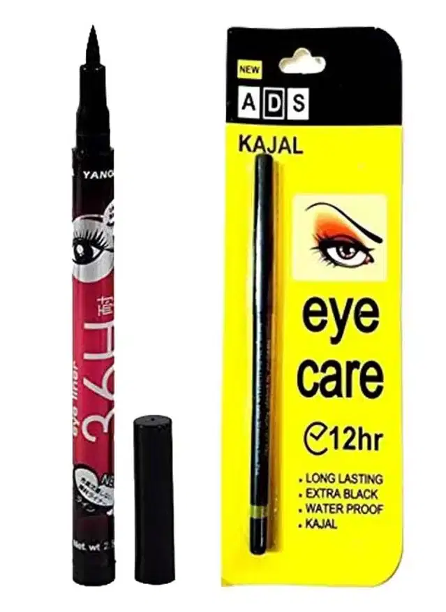 Eye Care Long Lasting Kajal & Eyeliner Combo, Black, Pack of 2
