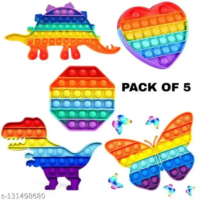 Silicone Pop It, Multicolor, Pack of 5