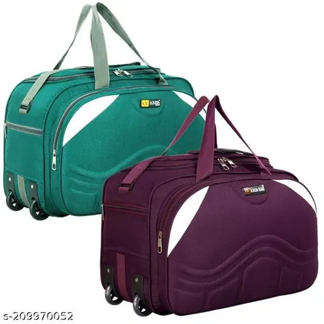 Polyester Duffel Bags, Green & Purple, Pack of 2