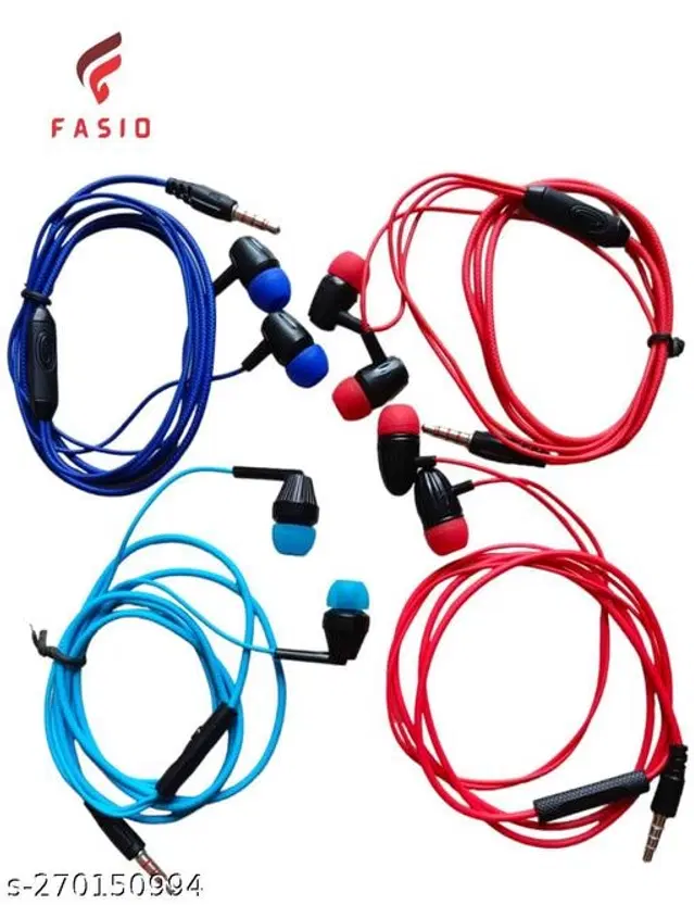 Premium 3.5 mm Jack Wired Earphones, Multicolor, Pack of 4