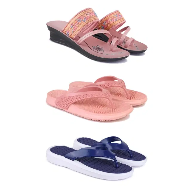 Combo of Heels with Slippers for Women (Multicolor, 6) (Pack of 3)