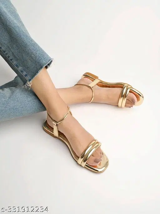 Shoetopia Girls Sandals (Gold, Size 8.0)