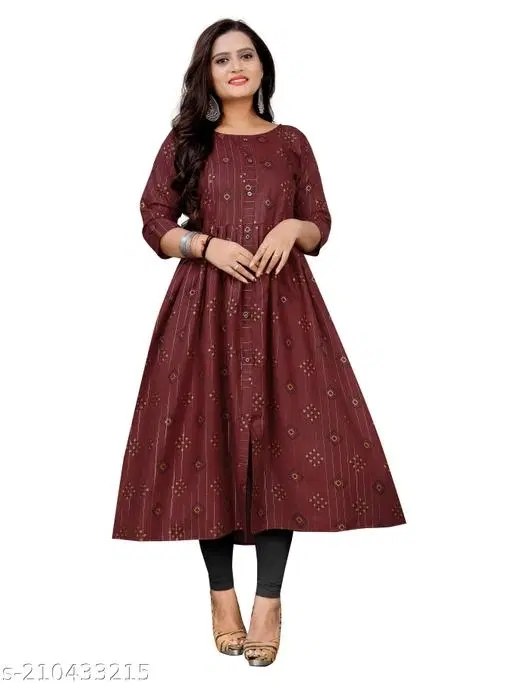 Maternity Cotton Kurti for Women (Maroon, XL)