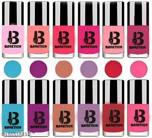 Banetion Matte Nail Polish, Multicolor, Pack of 12