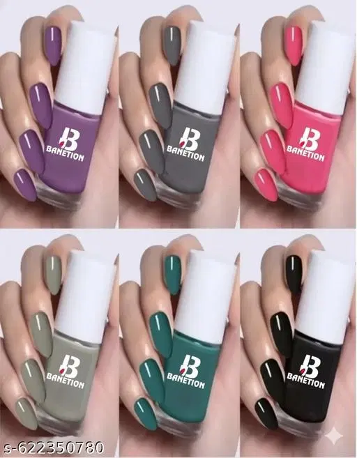 Banetion Matte Nail Polish, Multicolor, Pack of 6