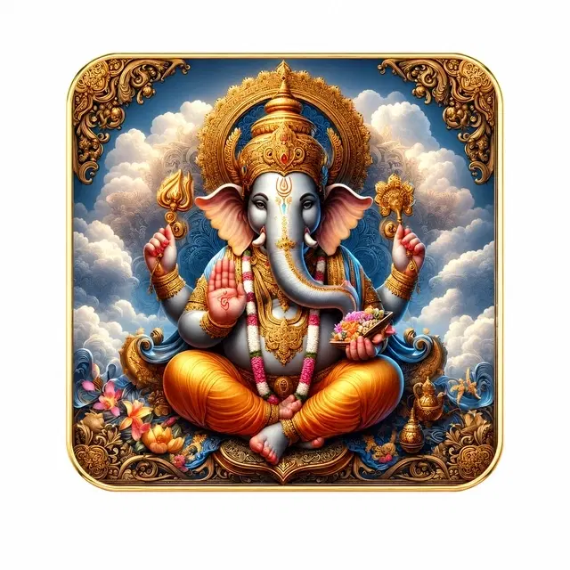 Kc Arts Uv Coated Lord Ganesha Wall Hanging 12x12in