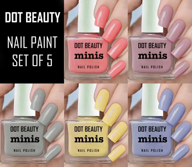 Dot Beauty Color Rich Nail Paint Combo( Pack Of 5)