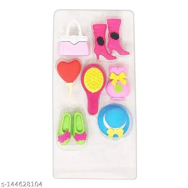 Barbie Makeup Shape Eraser for Girls, Multicolor, Pack of 7