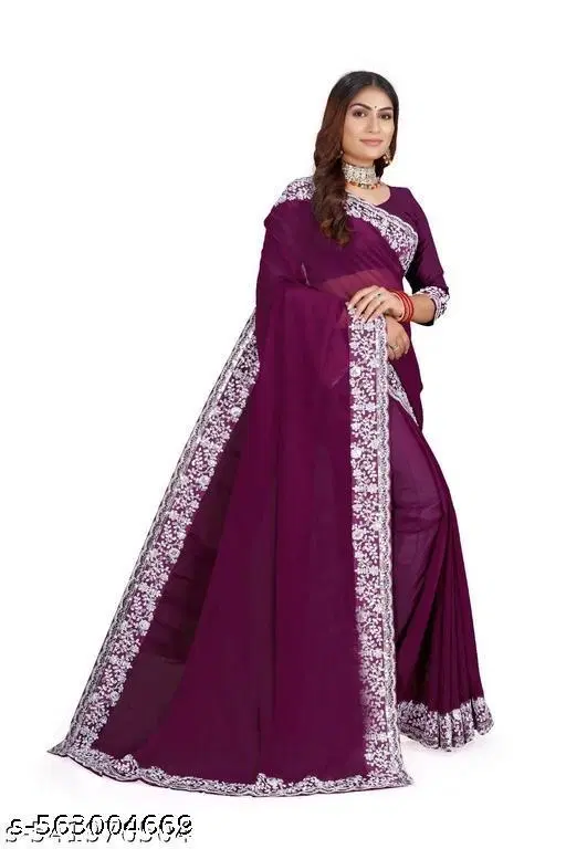 Jimmy Choo Embellished Saree For Women, Purple