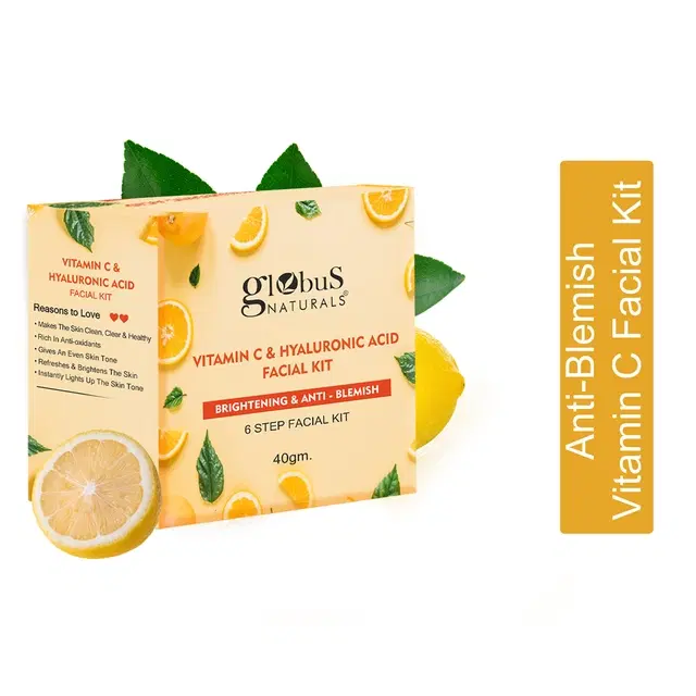 Globus Naturals Vitamin C & Hyaluronic Acid Facial Kit, 40 g