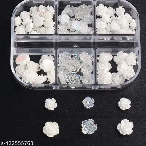 Flower Metal Beads Nail Decorations, Multicolor, Set of 1