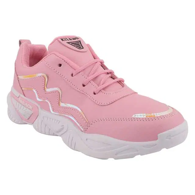 Trendy Rexine Sports Shoes For Women (Pink, 7) (D-38)
