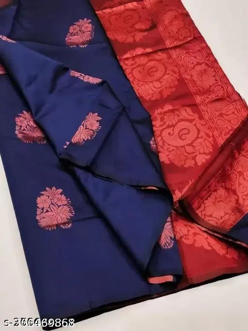 Jacquard Saree for Women (Blue, Free Size)