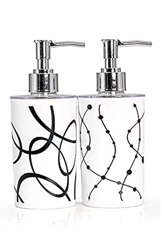 Plastic Long Lasting Liquid Soap Dispenser, White, 350 ml, Pack of 2