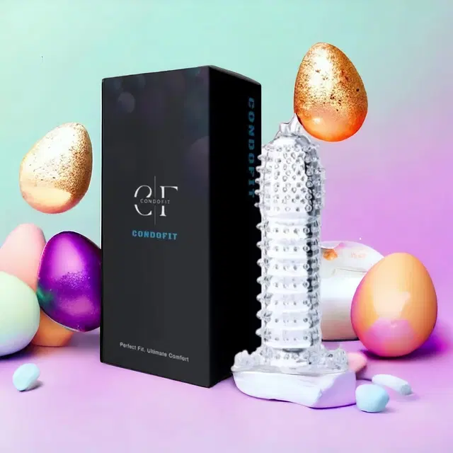 Crystal Dotted Reusable Condom for Men, Transparent