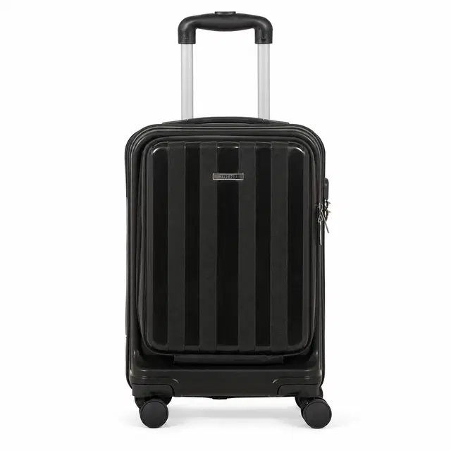 Teakwood Xylo Small Premium Hard Trolley Bag With 360° Spinner 8 Wheels, Black