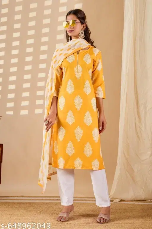 Kurta Set for Women (Yellow, S)