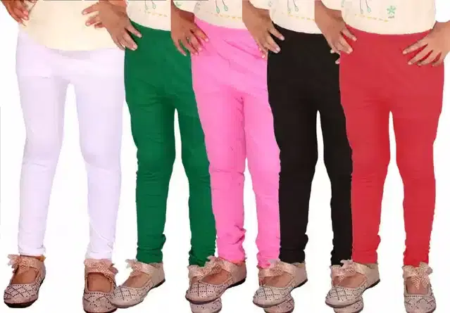 Soft & Comfortable Leggings for Girls, Pack of 5 (Multicolor, 2-3 Years)