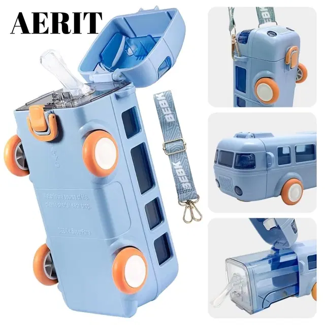 Plastic Bus Shape Sipper Bottle for Kids, Multicolor (1000 ml)