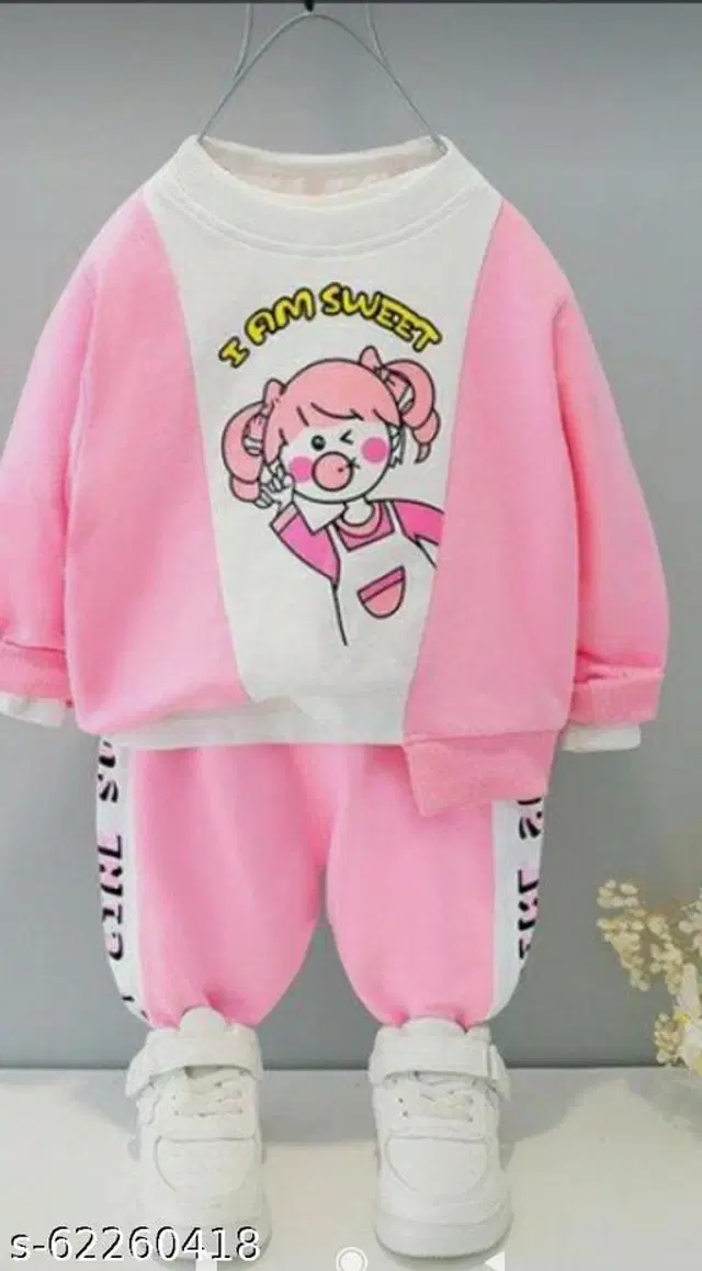 Woolen Solid Clothing Sets for Boys & Girls (Pink, 1-2 Years)