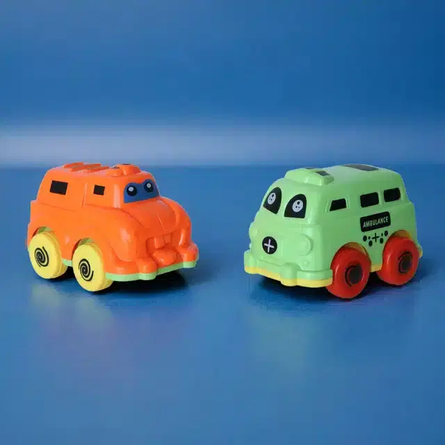 Plastic Friction Car Toy for Kids, Multicolor, Pack of 2