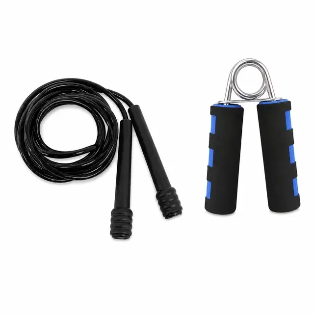 Hand Grip Strengthener with Foam Handle & Adjustable Pencil Skipping Rope [Multicolor, Pack of 2]