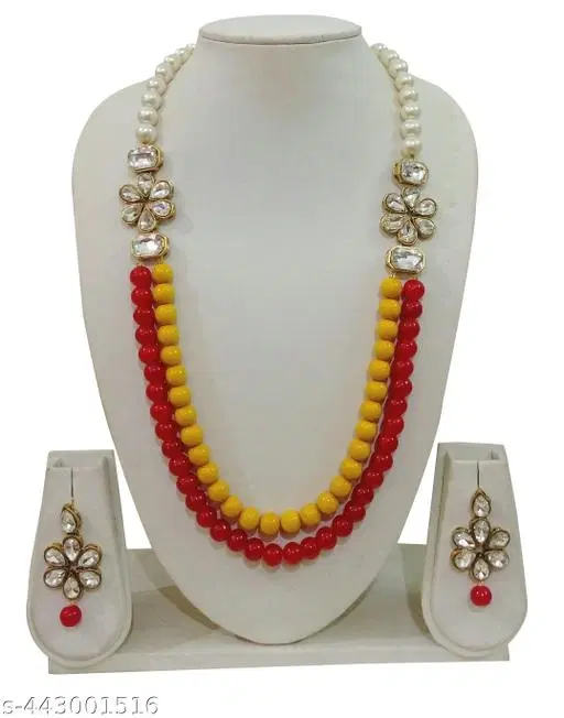 Stylish Kundan & Alloy Women’S Jewellery Sets, Yellow