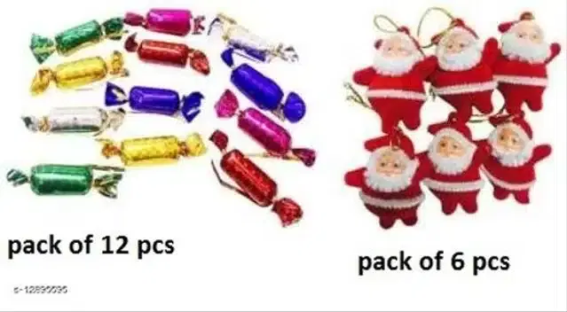 Plastic Christmas Decoration Kit, Multicolor, Set of 18