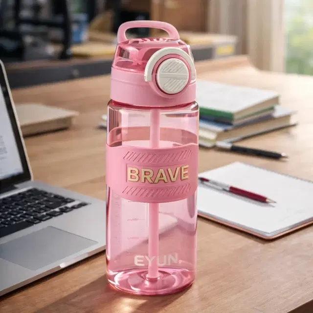 Sports Brave Water Bottle Leakproof Design BPA Free Plastic Drinking Sipper Water Bottle 800 ML Pink