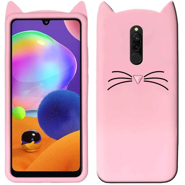 Rubber Mobile Back Cover for Mi Redmi 8 (Pink)