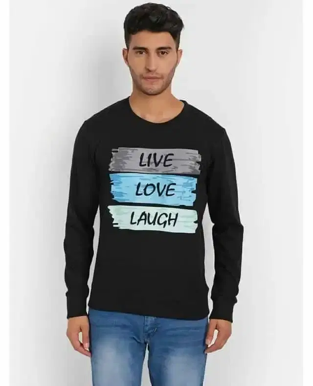 Tom Hiddle Live Love Laugh Sweat Shirt Solid (Black, M)