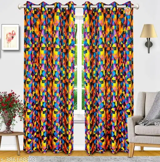 KANUSHI Industries® 2 Pieces Washable Polyster Eyelet Long Door Curtain Set (1005) (RK-CUR-1005-9FEET-2PCS) (9 FEET)…