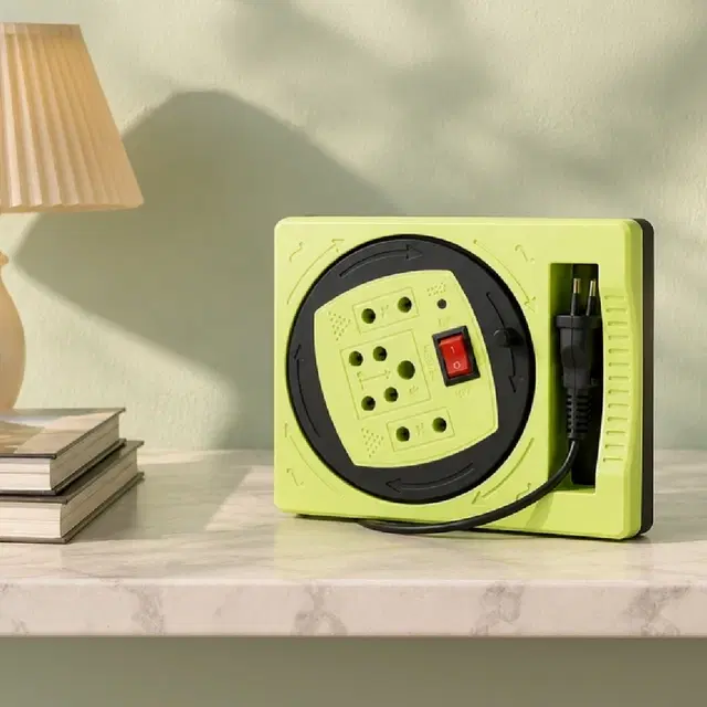 SimpleHome 3 Socket Extension Board with 4.5 Meter Cable, Green