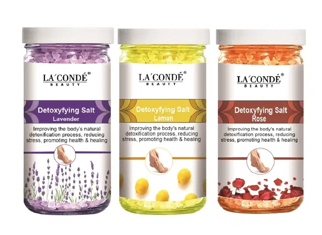 La'Conde Lavender, Lemon & Rose Detoxifying Bath Salt Crystal, 200 g, Set of 3