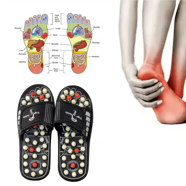 Acupressure Slippers for Women, Black, 7
