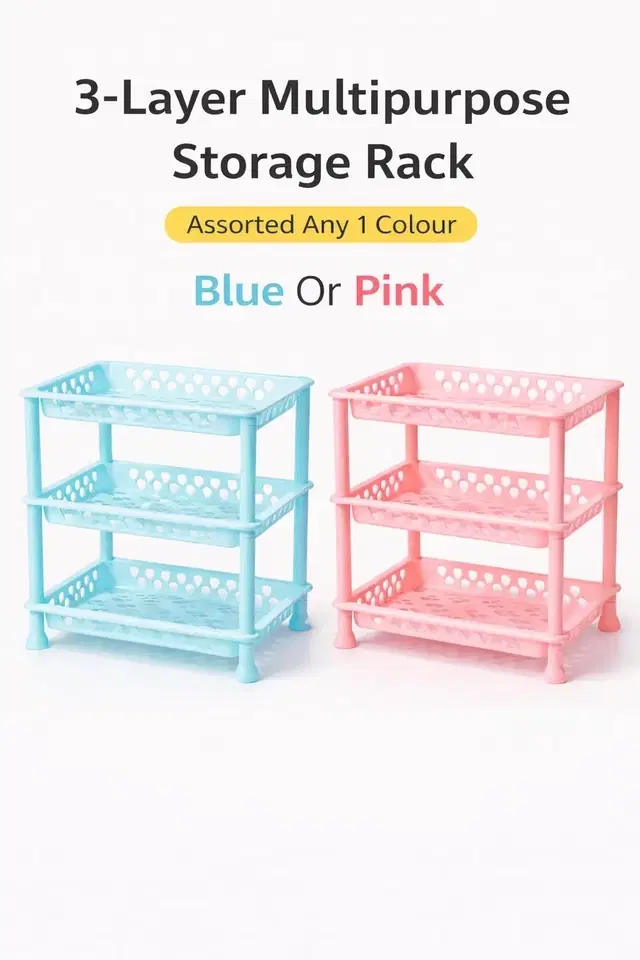 3 Layer Multipurpose Storage Rack Assorted Any 1 Colour Pink Or Blue