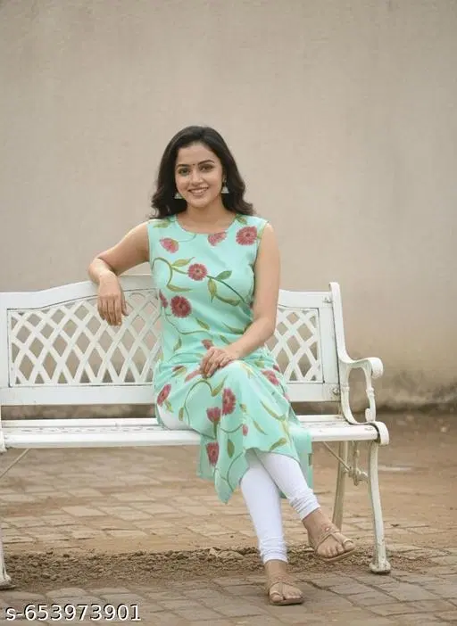 Straight Kurti for Women (Green, S)