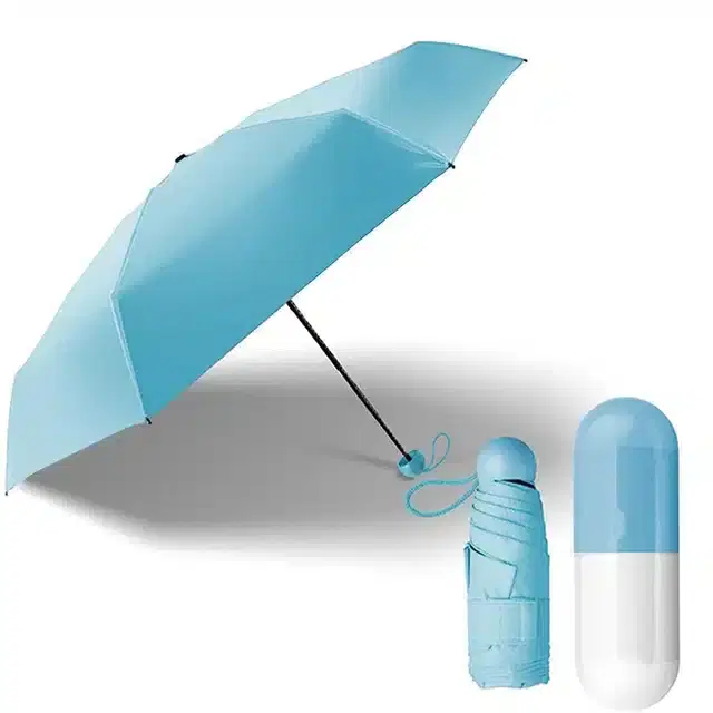 Mini Umbrella with Capsule Shape Case, Blue