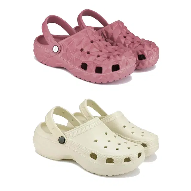 Clogs for Women, Set of 2 (Beige & Pink, 5)