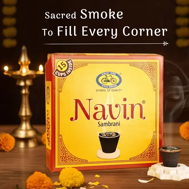 Cycle Pure Navin Sambrani Dhoop Cups for Pooja, 15 Cups