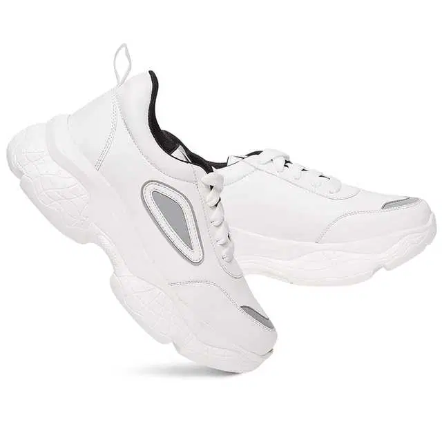 Anjrs Stylish Casual Mesh Shoes For Men (White, 5) (U209)