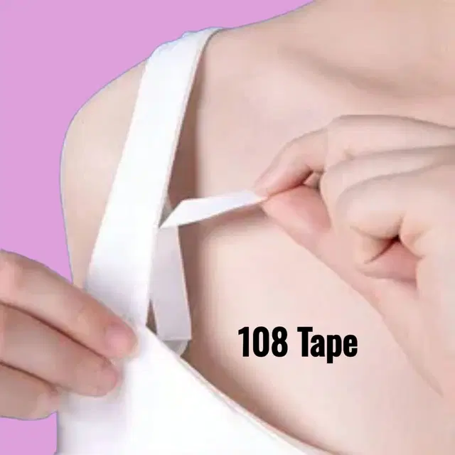 Acrylic Film Clothing 108 Double Sided Tape Strips, Transparent, Set of 1