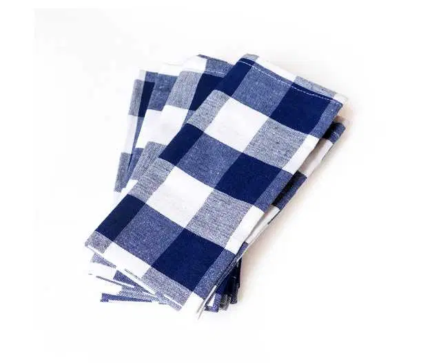 Brodees Cotton Check Kitchen Table Napkin, Pack of 4, Blue and White, RI-6
