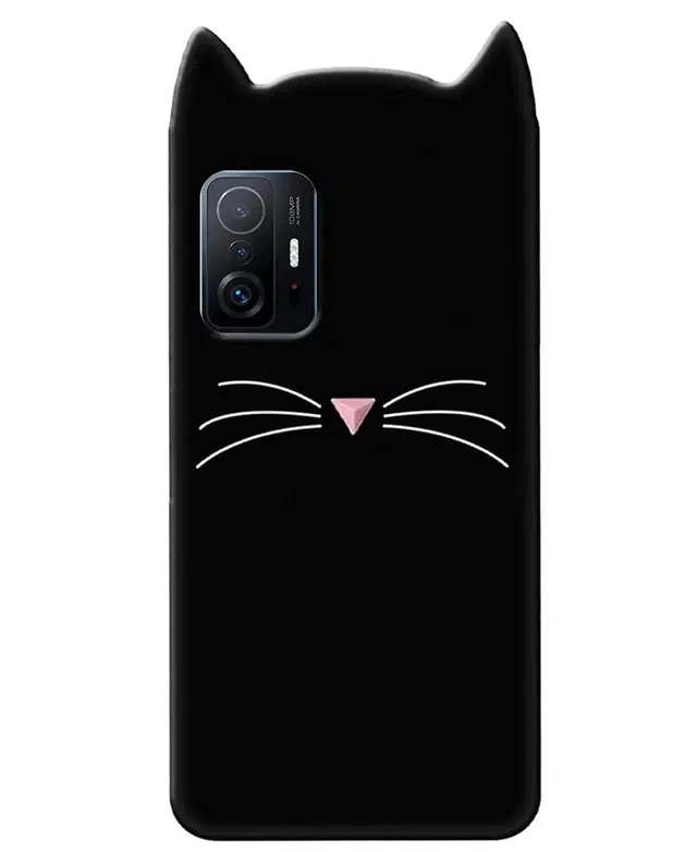 Silicone Mobile Back Cover for MI 11T 5G (Black)