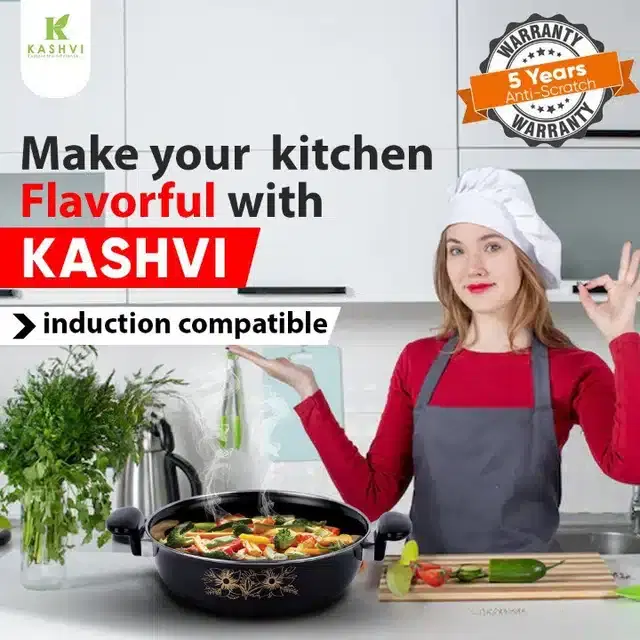 Iron Kadai with Stainless Steel Lid, Black, 3.5 L