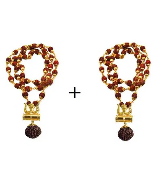 BHARDWAJ RETAILS Spiritual Damaru Trishul Rudraksh Mala Rudraksha, Pack of 2 (Assorted) (BR97)