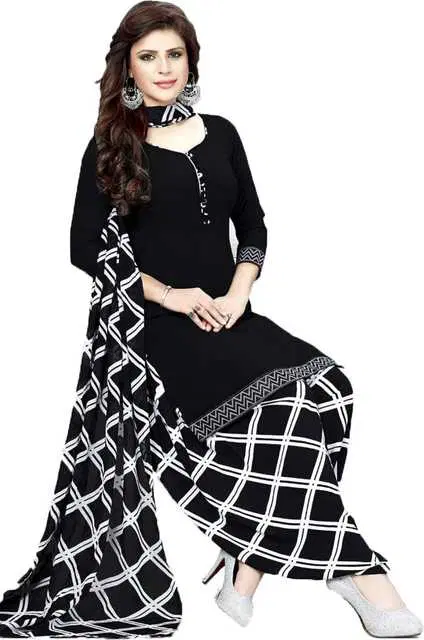 Yashika Unstitched Crepe Salwar Suit Material (Black) (Y-266)