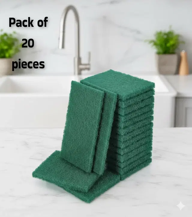 Nylon Scrub Pad, Green, Pack of 20