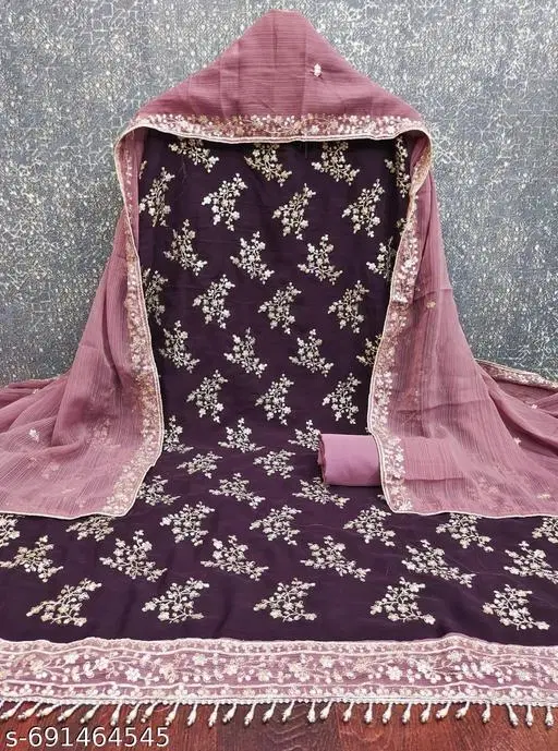 Embroidered Anarkali Suit for Women (Purple, Un Stitched)